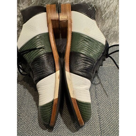 The Office of Angela Scott Mr Smith green black white striped oxford size 37.5 / - Picture 5 of 9